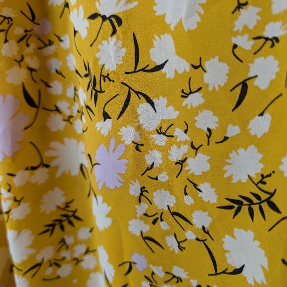 Philosophy Yellow Flutter Sleeve Sleeveless Floral Print V Neck Blouse L Woman - Picture 5 of 8